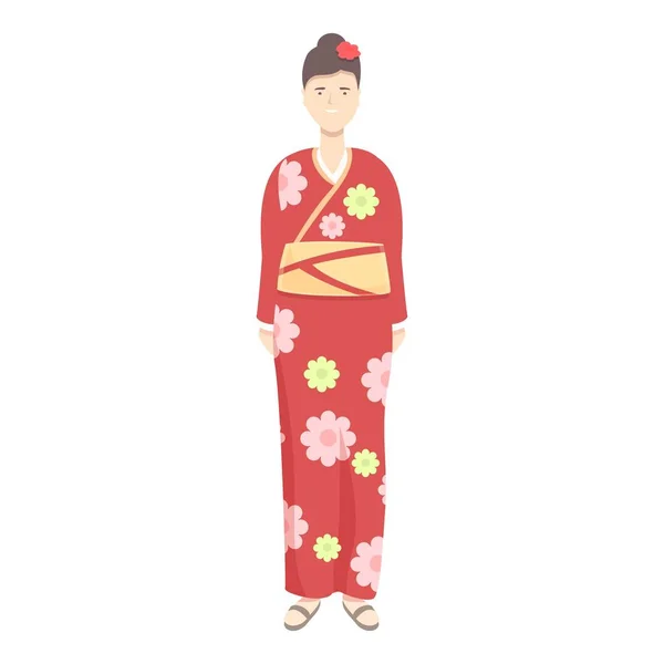 Girl Kimono Icon Cartoon Vector Asian Woman Asia Lady — Stock Vector