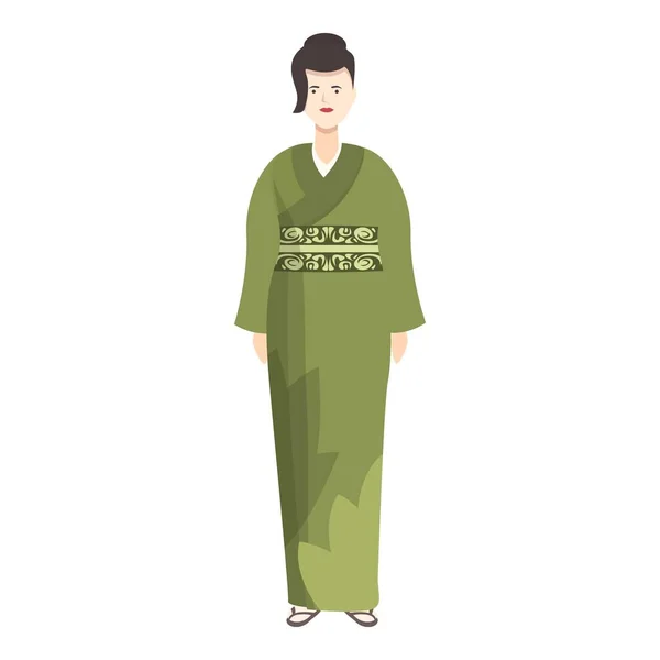 Leuke Kalk Kimono Icoon Cartoon Vector Japans Meisje Kostuum Ontwerp — Stockvector