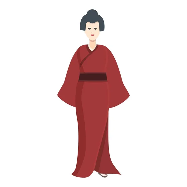 Red Kimono Icon Cartoon Vector Orang Asia Gadis Pernikahan - Stok Vektor