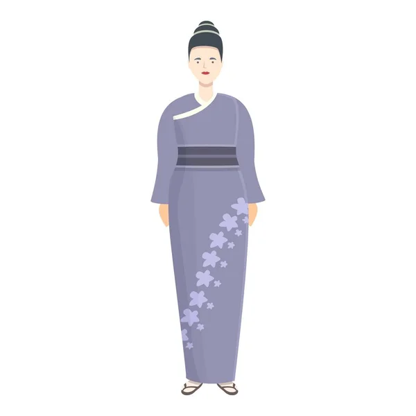 Ikon Kostum Vektor Kartun Asia Kimono Jepang Asia Tersenyum - Stok Vektor