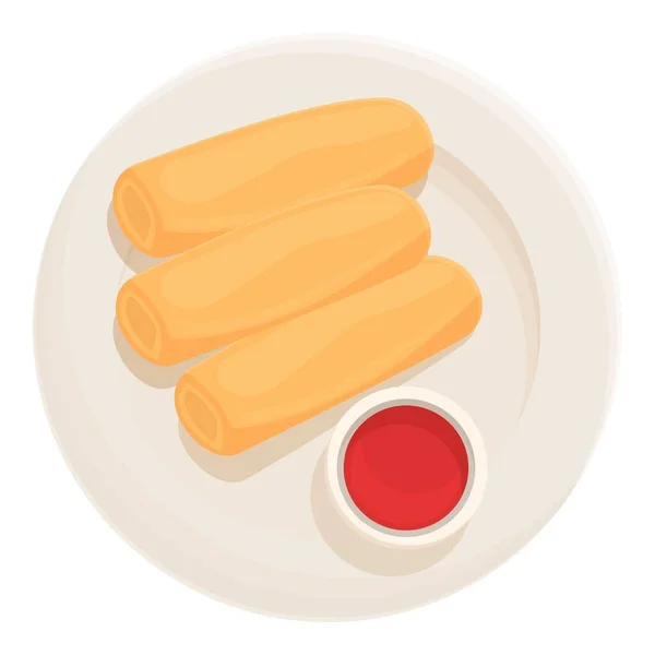 Φρέσκο Ελατήριο Roll Διάνυσμα Κινουμένων Σχεδίων Κουζίνα Φαγητού Κινέζικο Γεύμα — Διανυσματικό Αρχείο