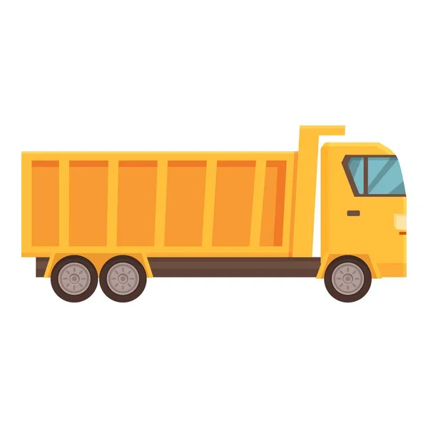 Yellow Truck Icon Cartoon Vector Tipper Construction Machine Vehicle — Stock Vector