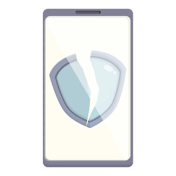 Unsecured Smartphone Icon Cartoon Vector Cyber Attack Online Scam — Stock Vector