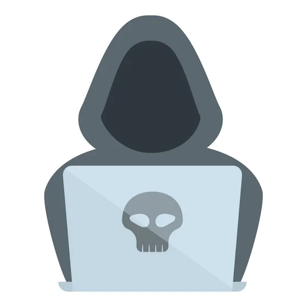 Vetor Desenho Animado Ícone Laptop Hacker Roubo Computador Crime Online — Vetor de Stock
