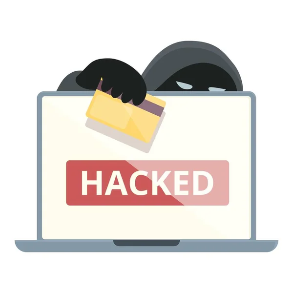 Vetor Desenho Animado Ícone Cartão Crédito Hackeado Dados Internet Golpe — Vetor de Stock