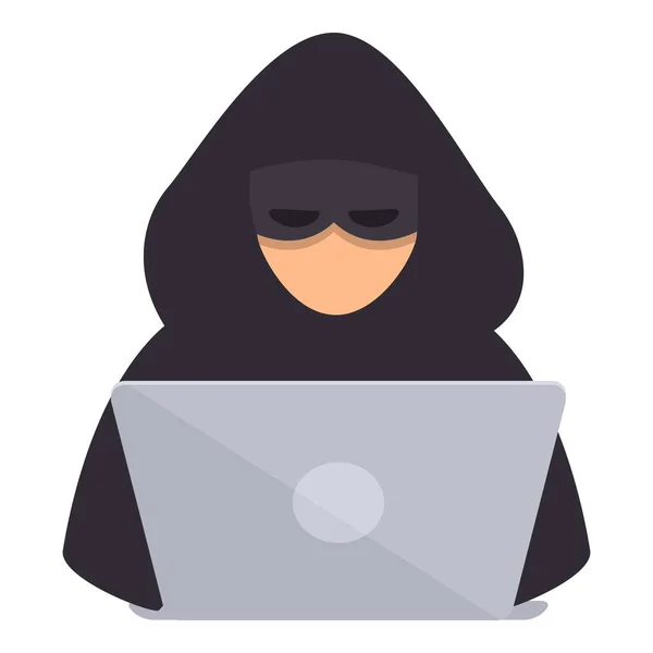 Хакер Працює Значок Мультфільму Вектор Кібер Атака Інтернет Шахрайство — стоковий вектор