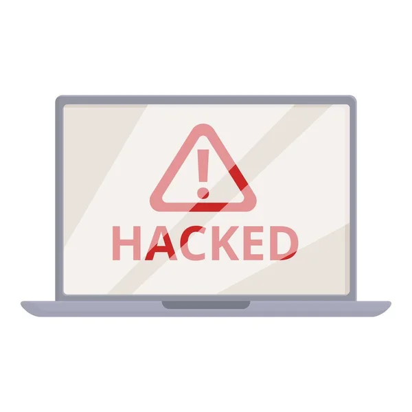 Vetor Desenho Animado Ícone Laptop Hackeado Ciberataque Roubar Dados — Vetor de Stock