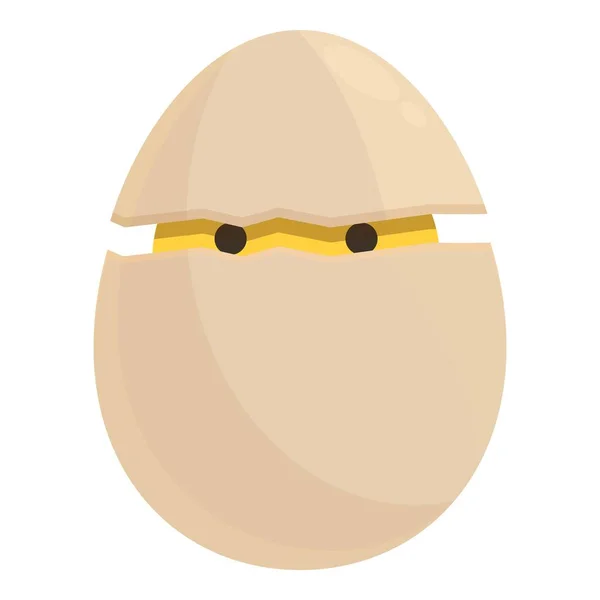 Pollo Tratteggio Rotto Icona Vettore Cartone Animato Uovo Piccolo Animali — Vettoriale Stock