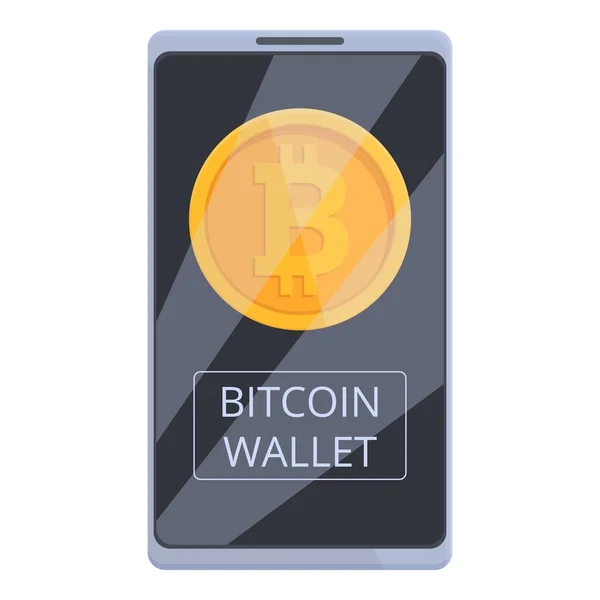 Bitcoin Cartera Icono Vector Dibujos Animados Dinero Efectivo Comercio Monedas — Vector de stock