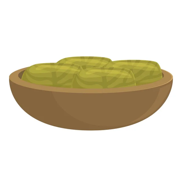 Dolma Bowl Karikatür Vektörü Yemek Mutfağı Yaprak Yemeği — Stok Vektör