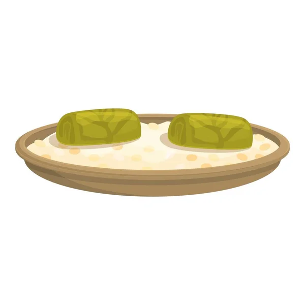 Εικονίδιο Φύλλων Dolma Διάνυσμα Κινουμένων Σχεδίων Φαγητό Για Δείπνο Πράσινο — Διανυσματικό Αρχείο