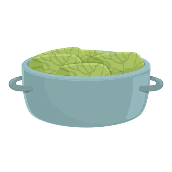 Dolma Cauldron Icon Cartoon Vector Leaf Food Green Menu — Stock Vector