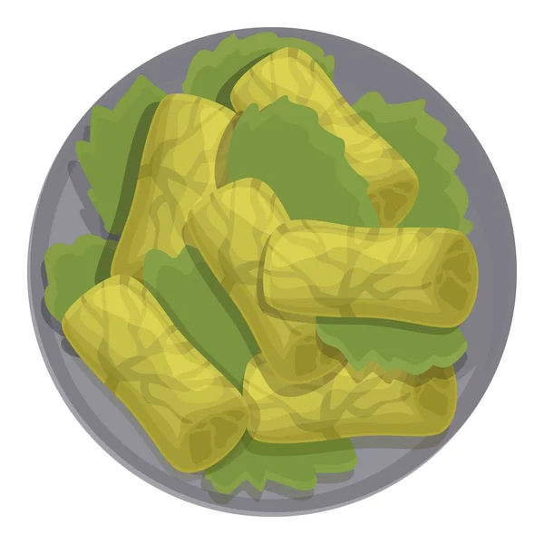 Εικονίδιο Κινούμενης Εικόνας Συνταγής Dolma Κουζίνα Φαγητού Πράσινο Μενού — Διανυσματικό Αρχείο
