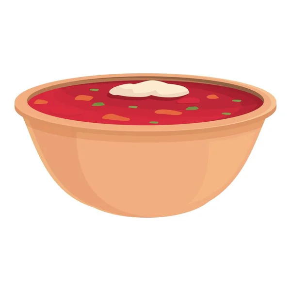Ícone Borsch Vetor Desenho Animado Comida Saudável Sopa Orgânica — Vetor de Stock