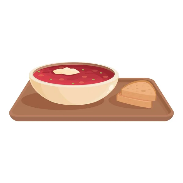 Borsch Bread Icon Cartoon Vector Food Dish Garlic Dinner — Stock Vector