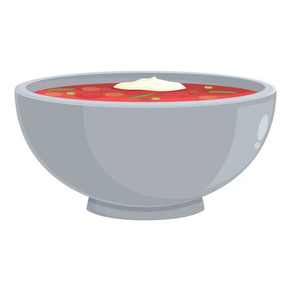 Vecteur National Dessin Animé Icône Nourriture Plat Bortsch Recette Soupe — Image vectorielle