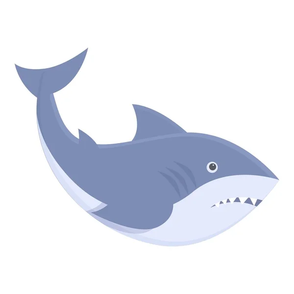 Grand Requin Icône Dessin Animé Vecteur Avertissement Maritime Zone Estivale — Image vectorielle