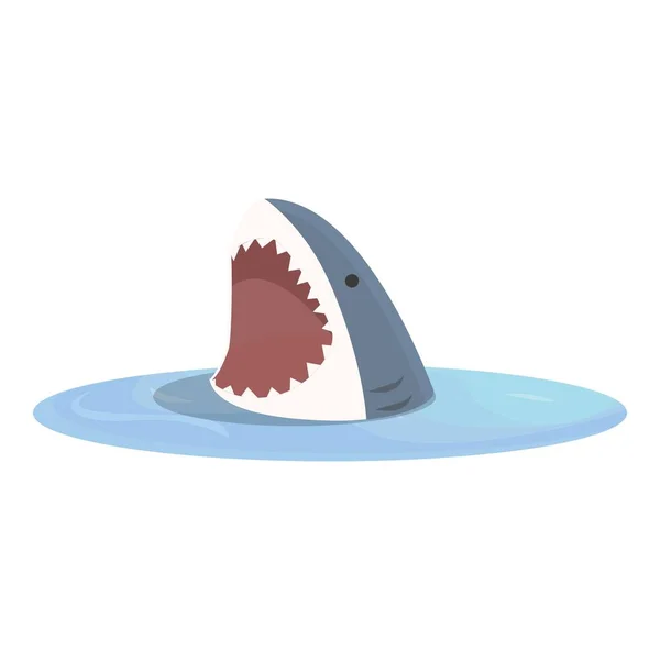 Caution Shark Icon Cartoon Vector Danger Sign Zone Attack — Stock Vector