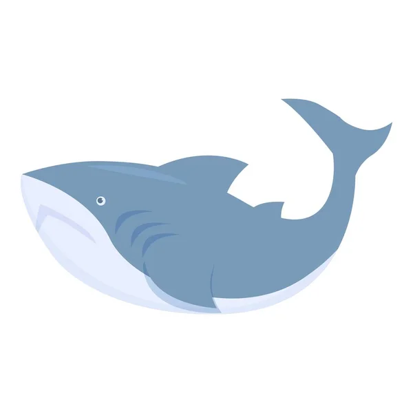 Tubarão Bonito Ícone Cartoon Vector Sinal Perigo Praia Mar — Vetor de Stock