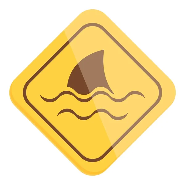 Shark Label Icon Cartoon Vector Danger Sign Island Animal — Stock Vector