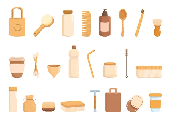 Yeniden Kullanılabilen Ürünler Karikatür Vektörü Oluşturur Yemek Kutusu Çöp Kutusu — Stok Vektör
