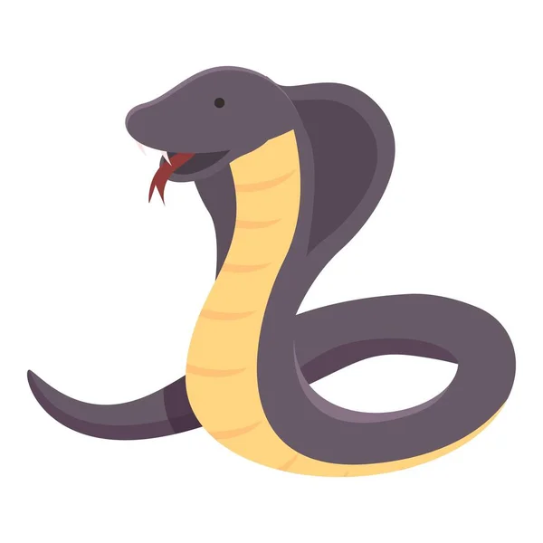 King Cobra Veleno Icona Vettore Cartone Animato Testa Serpente Vipera — Vettoriale Stock