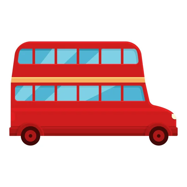 Ícone Vermelho Ônibus Londrino Vetor Desenho Animado Excursão Velha Viagem — Vetor de Stock