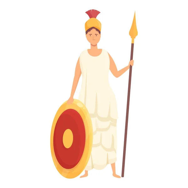 Icono Athena Vector Dibujos Animados Dios Griego Vesta Atlas — Vector de stock