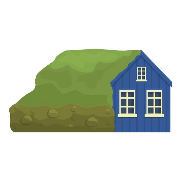 岛屿木地板房子图标卡通矢量 冰岛旅行 城市地图 — 图库矢量图片