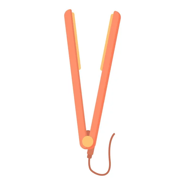 橙色头发矫直器图标卡通矢量 时尚之美 陶瓷装置 — 图库矢量图片
