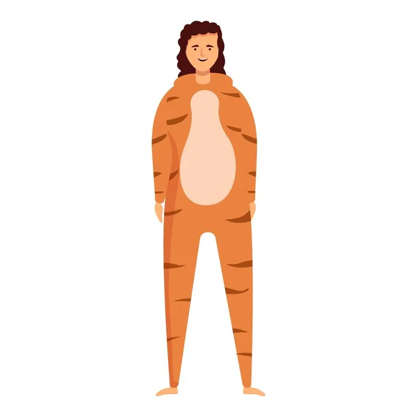Κιγκουρούμι Γυναίκα Τίγρης Εικονίδιο Κινουμένων Σχεδίων Διάνυσμα Διασκεδαστικό Ζώο Φόρεμα — Διανυσματικό Αρχείο