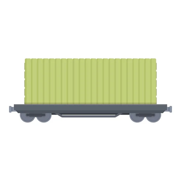 Grön Last Vagn Ikon Tecknad Vektor Tåggods Transportmetall — Stock vektor