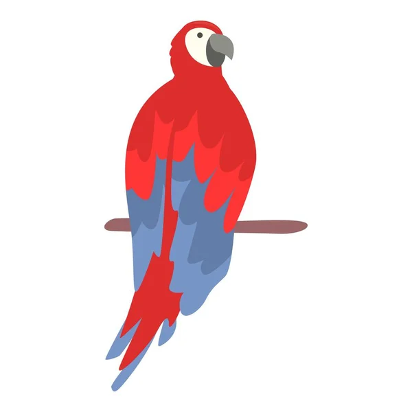 Ara Animale Domestico Icona Ramo Vettore Cartone Animato Uccello Pappagallo — Vettoriale Stock