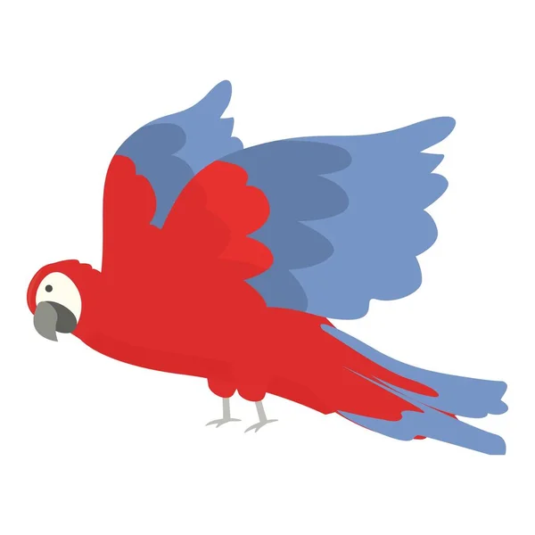 Arrabbiato Macaw Icona Vettore Cartone Animato Uccello Tropicale Mosca Rossa — Vettoriale Stock