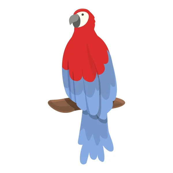 Ara Sull Icona Ramo Vettore Cartone Animato Uccello Tropicale Giungla — Vettoriale Stock