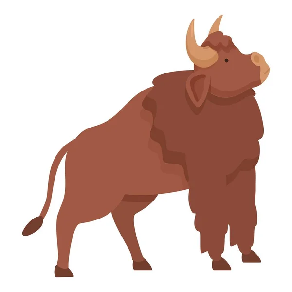 Icono Buffalo Vector Dibujos Animados Bison Animal Toro Americano — Archivo Imágenes Vectoriales