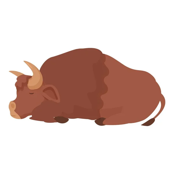 Buffalo Slapende Pictogram Cartoon Vector Een Bizons Dier Zoogdierbeslag — Stockvector