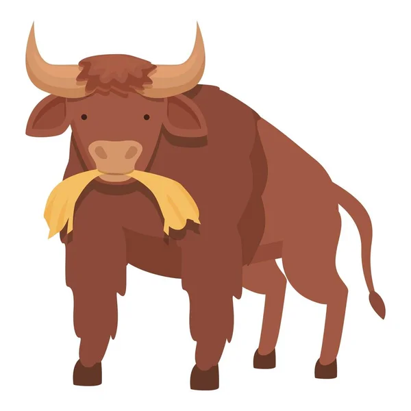 Buffalo Comer Icono Vector Dibujos Animados Animal Americano Cabeza Toro — Vector de stock