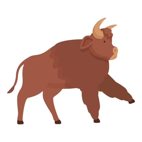 Vecteur Dessin Animé Icône Buffle Fort Bison Américain Vache Mammifère — Image vectorielle