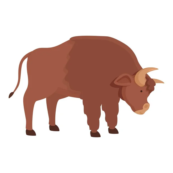 自然野牛图标卡通矢量 水牛城美国人村里的奶牛 — 图库矢量图片