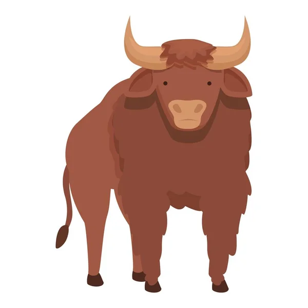 Icono Buffalo Vector Dibujos Animados Bison Animal Aguafuerte Natural — Vector de stock