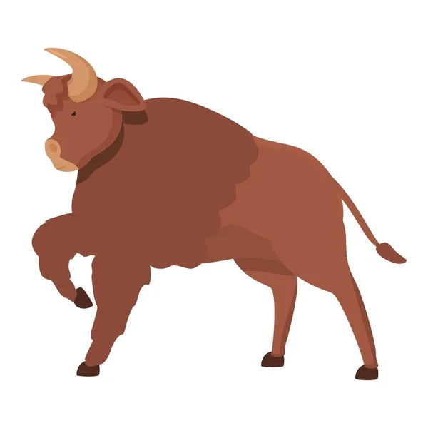战斗水牛图标卡通矢量 动物野牛 哺乳动物蚀刻 — 图库矢量图片