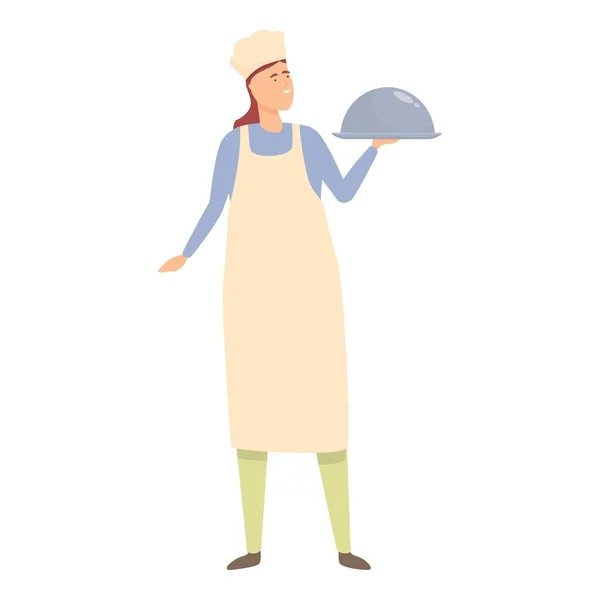 Femme Repas Icône Dessin Animé Vecteur Cuisinière Familiale Couple Cuisine — Image vectorielle
