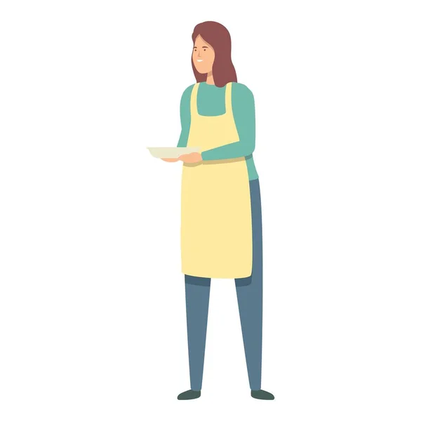 Mulher Tomar Vetor Desenho Animado Ícone Comida Família Cook Jantar — Vetor de Stock