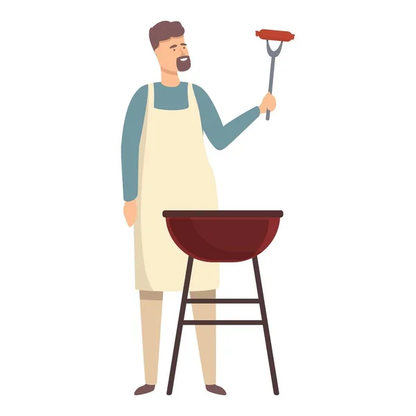 Bbq Cooking Icon Cartoon Vector Семейный Повар Ужин Дома — стоковый вектор