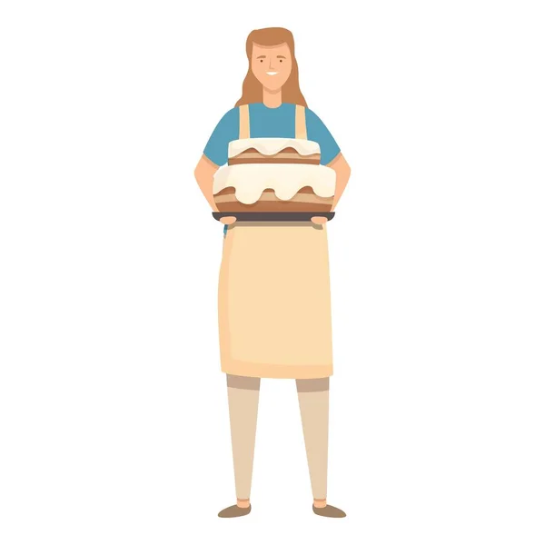 Kuchen Kochen Frau Ikone Cartoon Vektor Familienessen Abendessen — Stockvektor