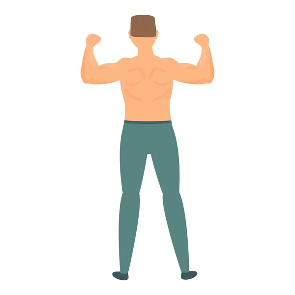 Hombre Muscular Icono Vector Dibujos Animados Brazo Fuerte Flexibilidad Corporal — Archivo Imágenes Vectoriales