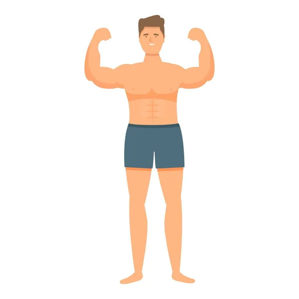 Flex Spier Lichaam Pictogram Cartoon Vector Sterke Arm Grote Biceps — Stockvector