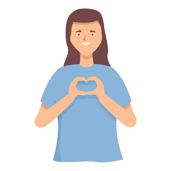 Chica Amor Corazón Icono Vector Dibujos Animados Gente Habla Personaje — Vector de stock