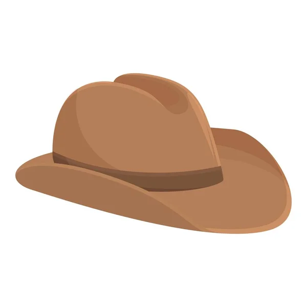 Braune Cowboyhut Ikone Cartoon Vektor West Rodeo Kopfbedeckung — Stockvektor